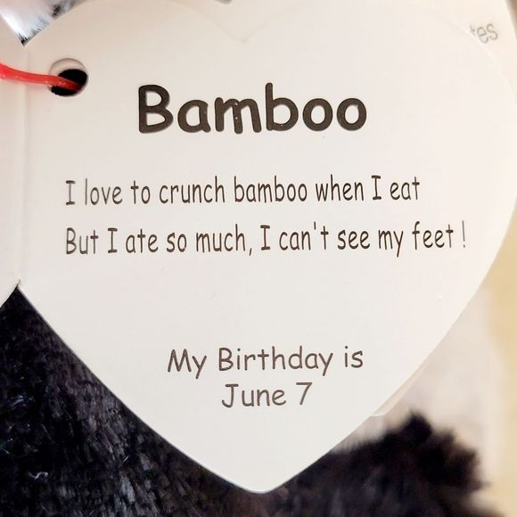 TY Beanie Boos Panda "Bamboo" Plush Stuffed Animal Size Small 6" - Picture 3 of 4